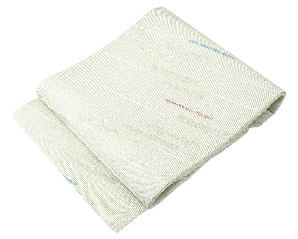 夏物 名古屋帯 新品仕立済 正絹 夏物 京都イシハラ謹製 斜段幾何模様 紗名古屋帯 新品 仕立て上がり y2631