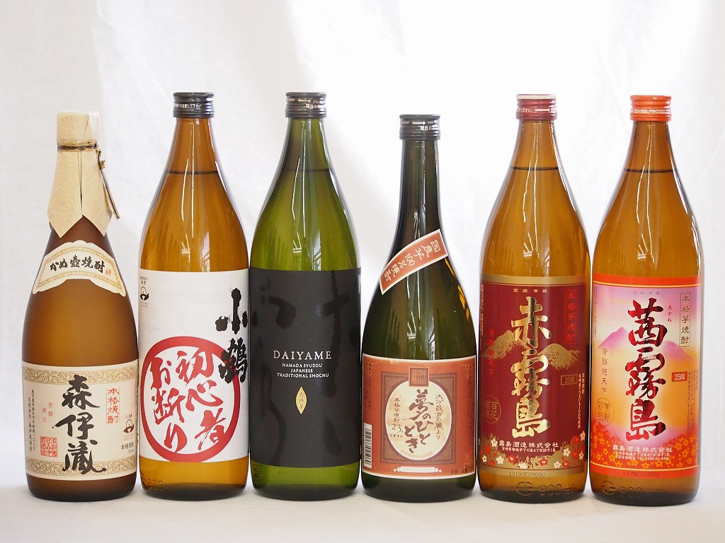 プレミアムな芋焼酎飲み比べ6本セット(森伊蔵720ml 初心者お断り900ml だいやめ900ml
