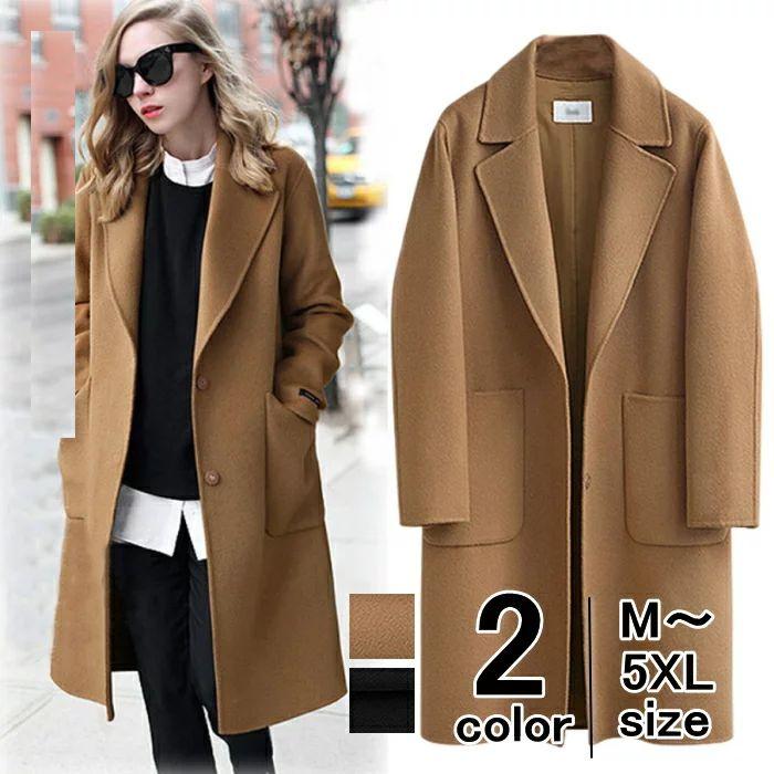 チェスターコートトレンチコートロングコートフェルトロング丈コートシングル無地アウター大きいサイズ春秋冬レディース不可