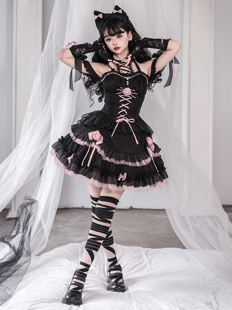 アニーズパッケージ ロリータ ミッドナイトローズ Jsk ゴシックバレエ風 ホルターネックドレス