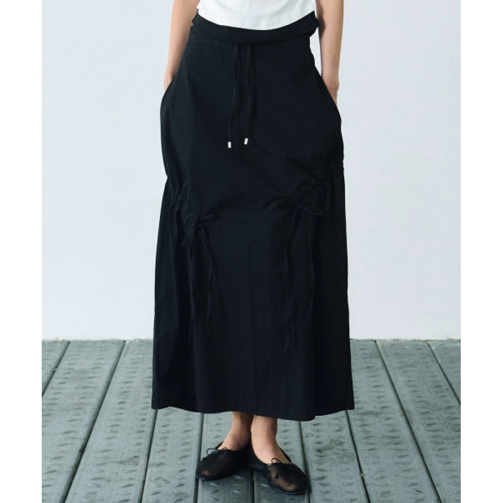 ニック&ニコールトラックシャーリングロングスカート_ブラック