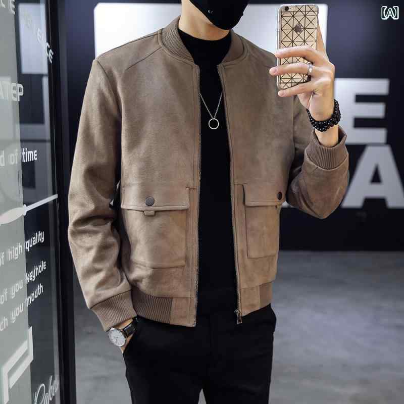 メンズ ファッション スエード ジャケット 春秋冬 韓国 野球 ユニフォーム 起毛 カジュアル ジャケット 20,854円