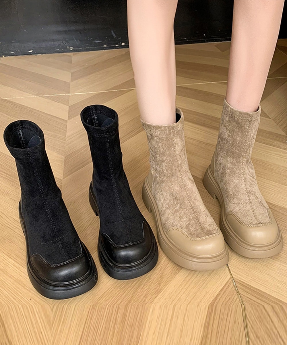 国内即納 ショートブーツ スエード調 ミドルブーツ 3JIANLONG-074