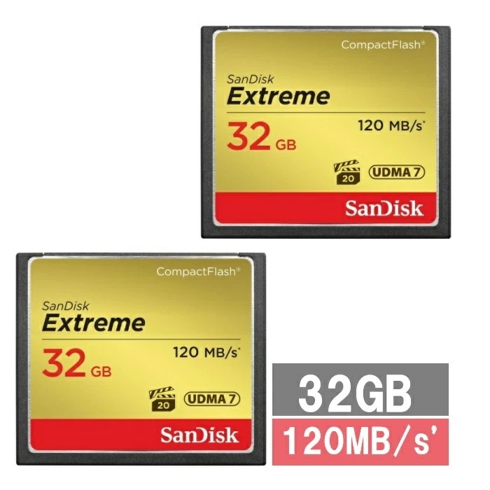 【2セット】 サンディスク CFカード コンパクトフラッシュカード SDCFXSB-032G-G46 Extreme 32GB UDMA7 Sandisk カメラ ビデオカメラ デジタル一眼レ