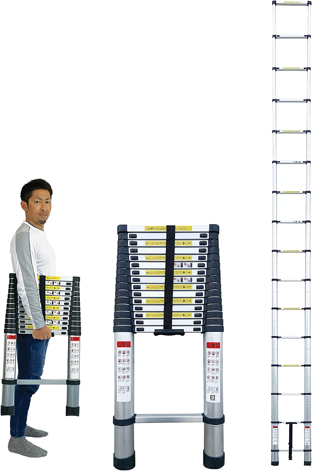 はしご 伸縮 6.2m ONE STEP 伸縮 はしご 耐荷重150kg スライド式 折り畳み 安全ロック コンパクト 持ち運び容易 屋内 屋外 アルミ梯子 多機能