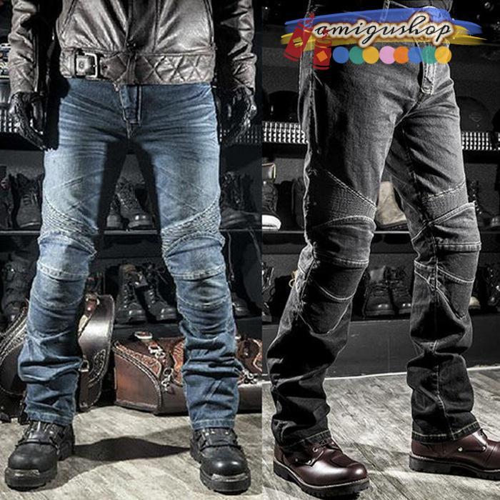 バイクパンツ ライダーパンツ プロテクター付き ジーンズ デニム バイクウェア オートバイ 転倒防護 膝当て 耐久 耐衝撃 膝パッド メンズ