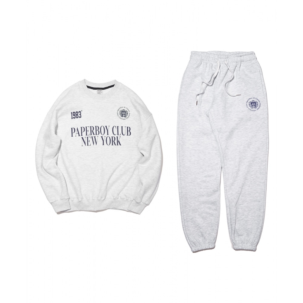 PAPERBOY [セット]スポーツクラブスウェットセットアップ - ホワイトメランジ
