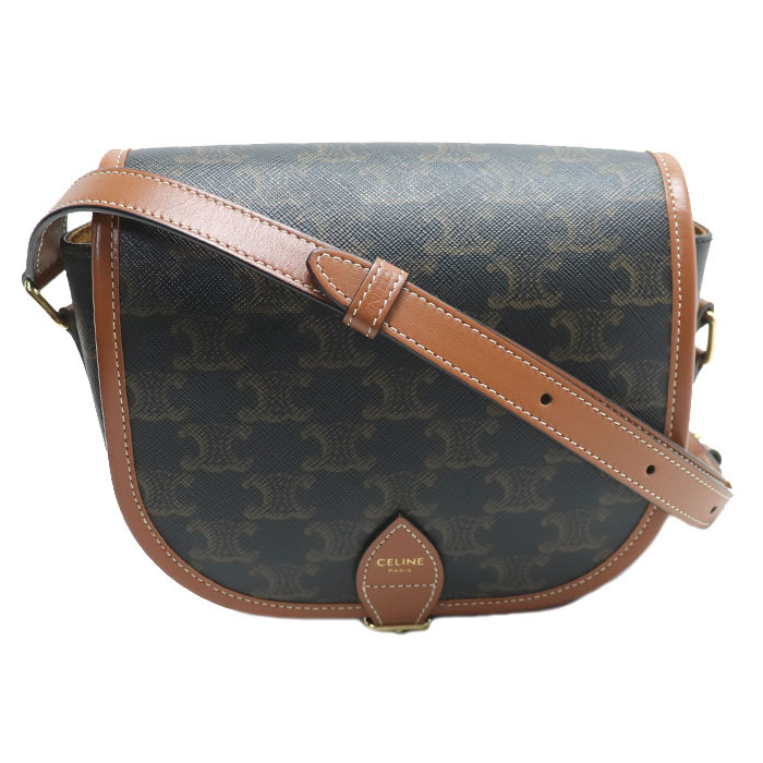 CELINE セリーヌ ミディアム フォルコ ショルダーバッグ ブラウン タン 191502BZJ.04LU レディース 中古 美品