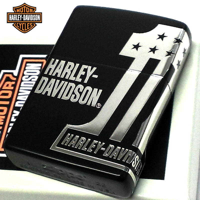 ZIPPO ライター ハーレー ダビッドソン HARLEY-DAVIDSON かっこいい ジッポ イオンブラック No.1 ロゴ 彫刻 黒 おしゃれ マット仕上げ 渋い シルバー メンズ プレゼント