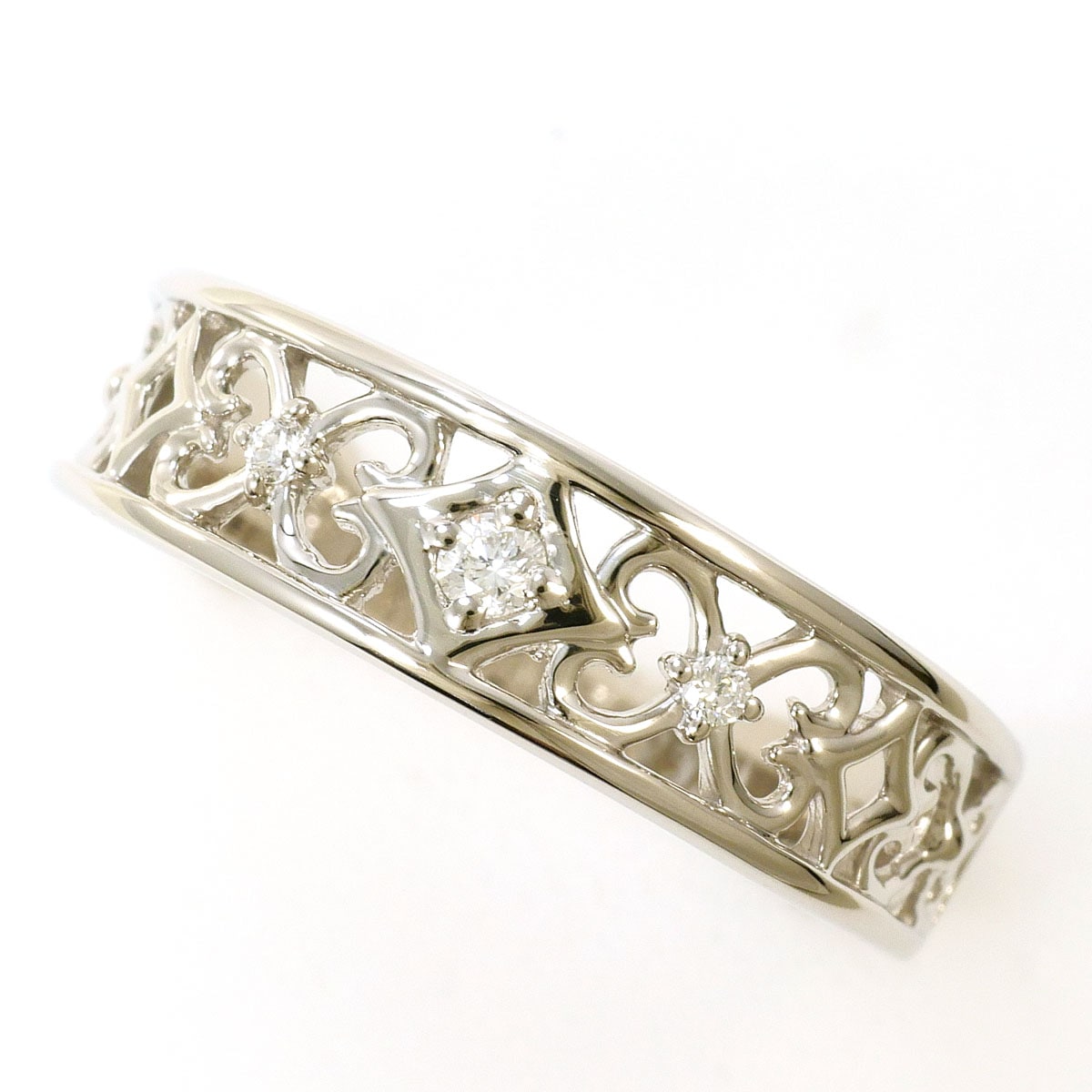 PT900 プラチナ リング・指輪 16号 ダイヤモンド 0.06 ct 総重量約3.7g 中古