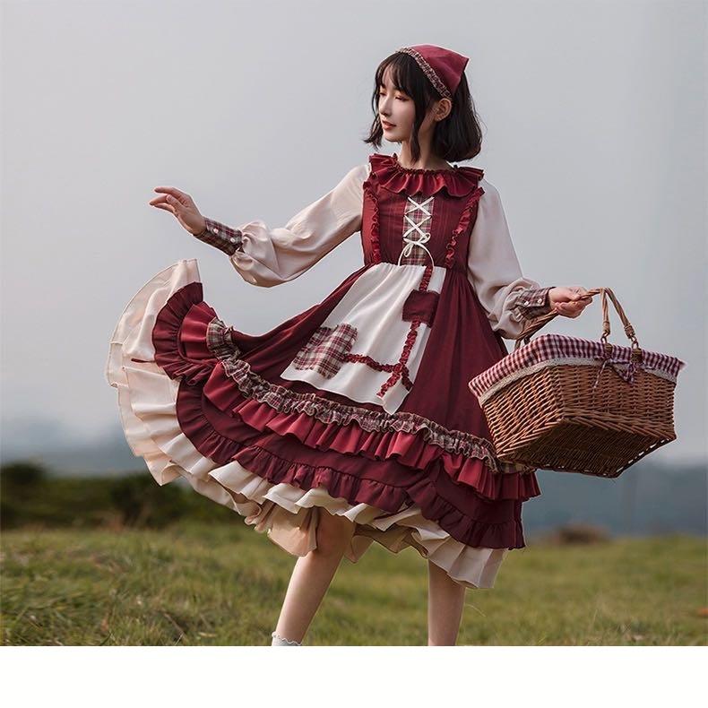 ワンピース レデイース二次元衣 装 コスチューム一式 美少女ドレ ス リボン付き 2点セット リボン ダンス衣装 演出Lolita長袖ドレ ス服 ロリータ衣装 7,916円