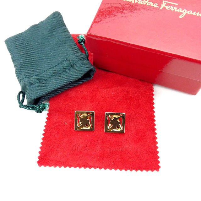 イヤリング アクセサリー スクエアフォルム ゴールド 中古