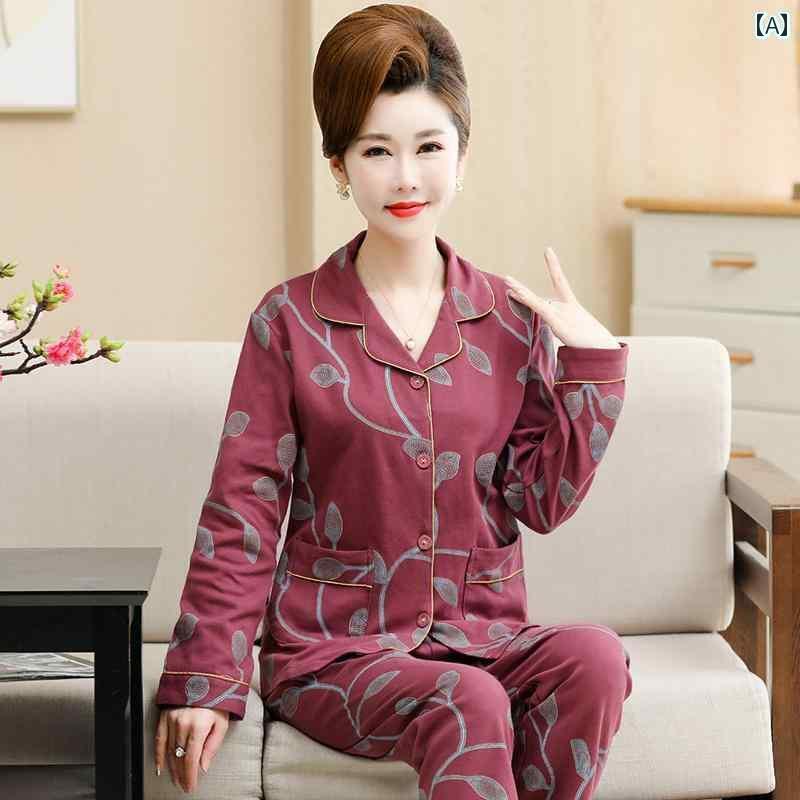 ルームウェア 部屋着 レディース 長袖 婦人 ミセス 高齢者 春秋 パジャマ 綿 大きめ サイズ