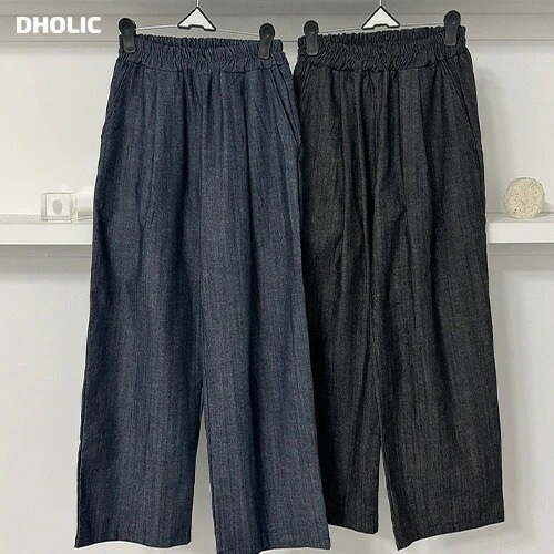 2TYPEウエストゴムタックワイドデニムパンツ