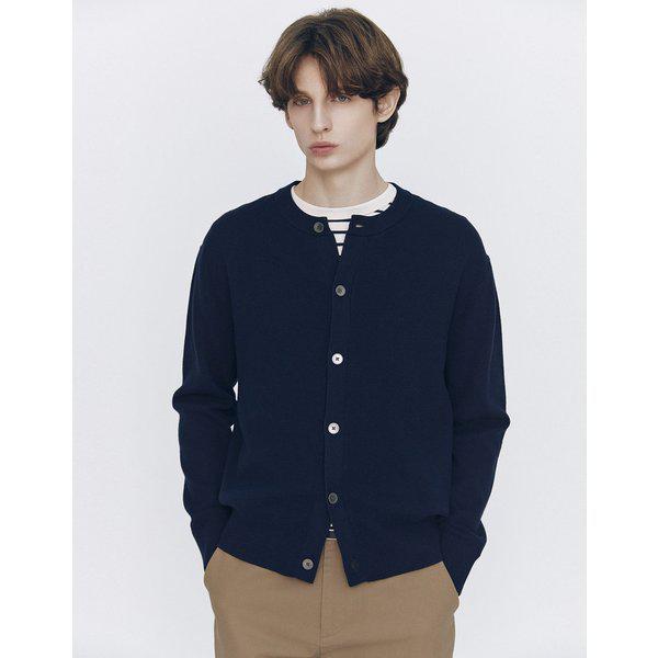 12gg コットン/ポリ ハーフミラン クルーネック カーディガン 056503