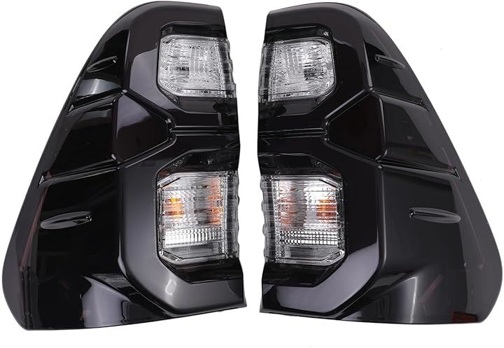 トヨタ 用 LED ファイバー テールランプ ライト 左右セット フルLED ハイラックス レボ GUN125 HILUX REVO 純正タイプ 社外品(スモークxクリアー)