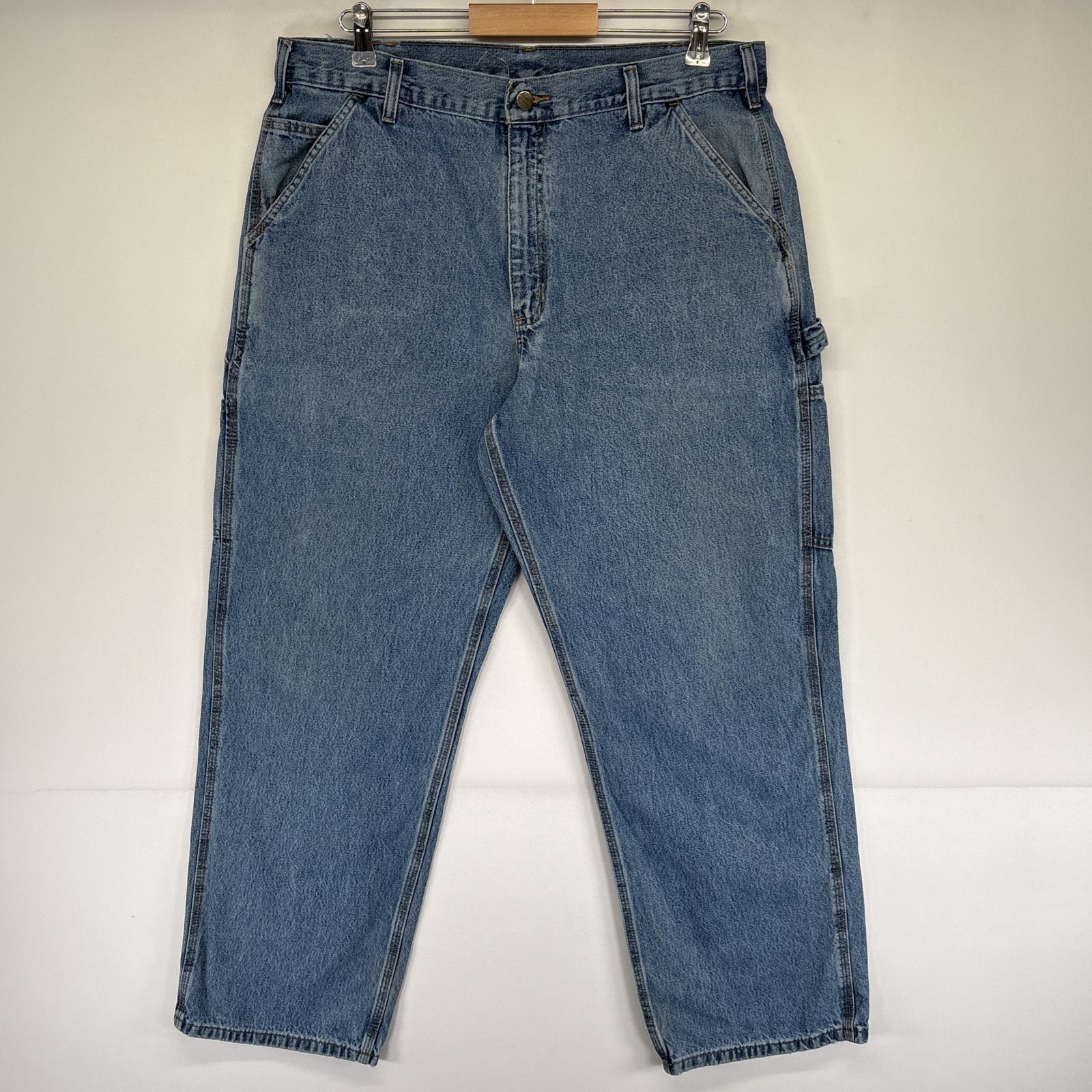 古着 デニムパンツ ペインターパンツ ワークパンツ ワンポイントロゴ ハンマーループ w36 L30 ブルー メンズ 5,214円