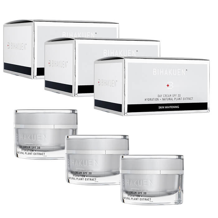 デイクリームSPF30 50g 3個 BIHAKUEN ビハクエン 透明肌対策で繊細になったお肌のケアに 海外発送便商品：日時指定不可
