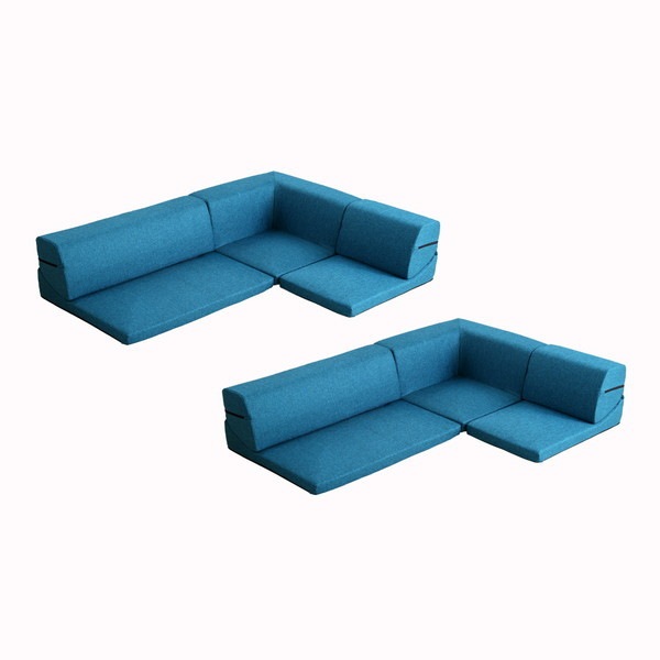 ホームテイスト SH-07-LNR2SET コーナーフロアソファ ロータイプ ファブリック 3人掛け(5色)同色2セット Linaria-リナリア- ターコイズブルー メーカー直送