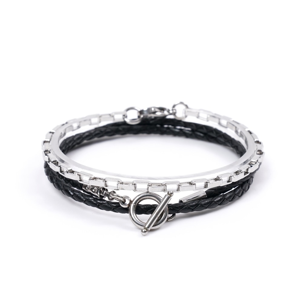 JBANS クラシックリングバレザー 480BK ボックス 514 サージカルスチールチェーンブレスレットセット (C2101-SE173_BK)