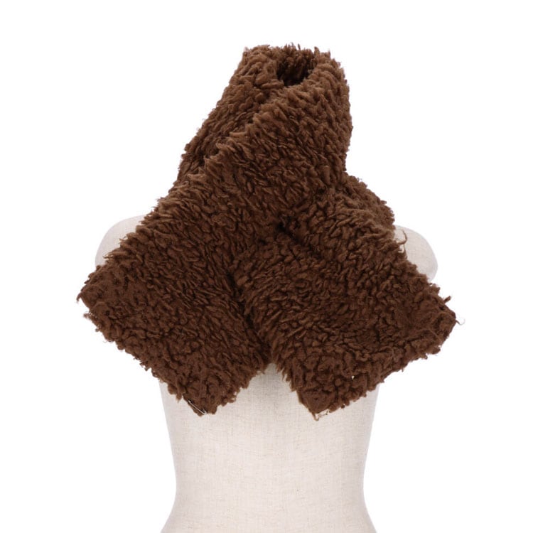ファー マフラー ティペット レディース フェイクファー ネックウォーマー エコファー あったか 秋 冬 ギフト プレゼント ロング ブラウン ラム風 リバーシブル ボア