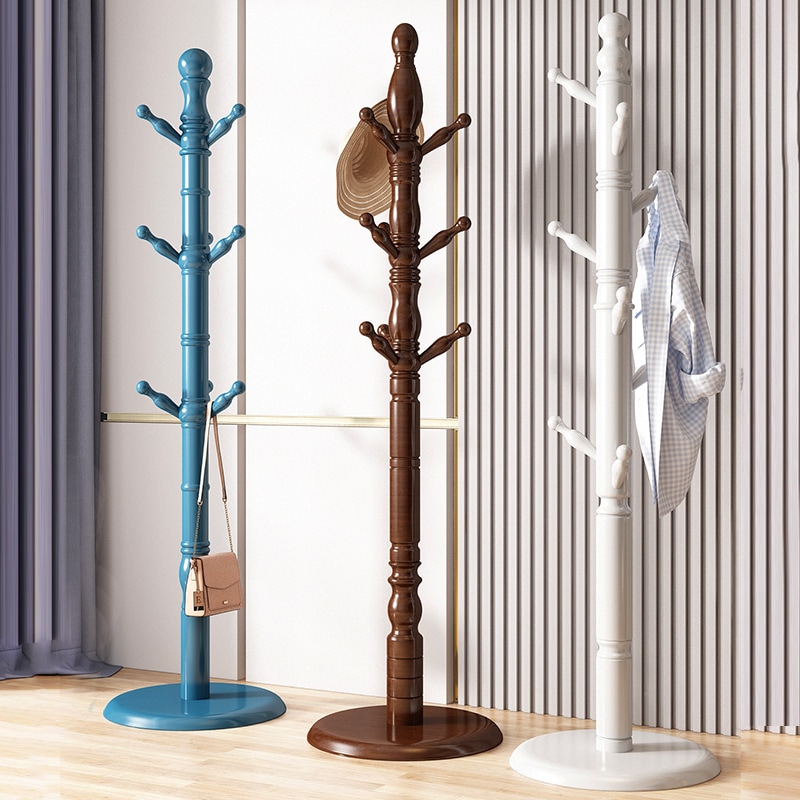 フロアスタンディングコートラック家庭用無垢材コートラック寝室シンプルコートラック寮オフィス垂直バッグラック