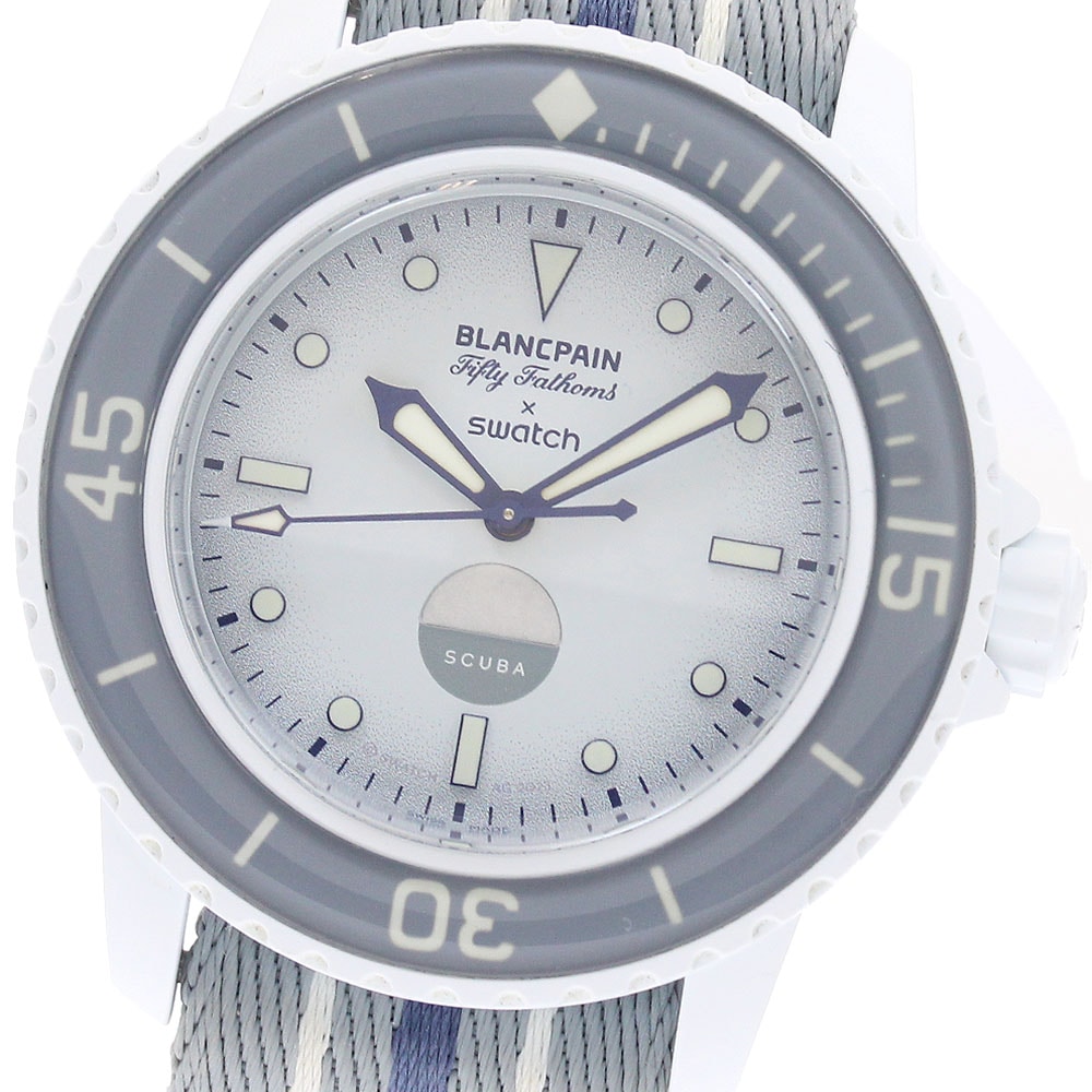 スウォッチ Swatch SO35S100 ブランパン フィフティファゾムス × スウォッチ 自動巻き メンズ 極美品 箱・保証書付き_946584【中古】
