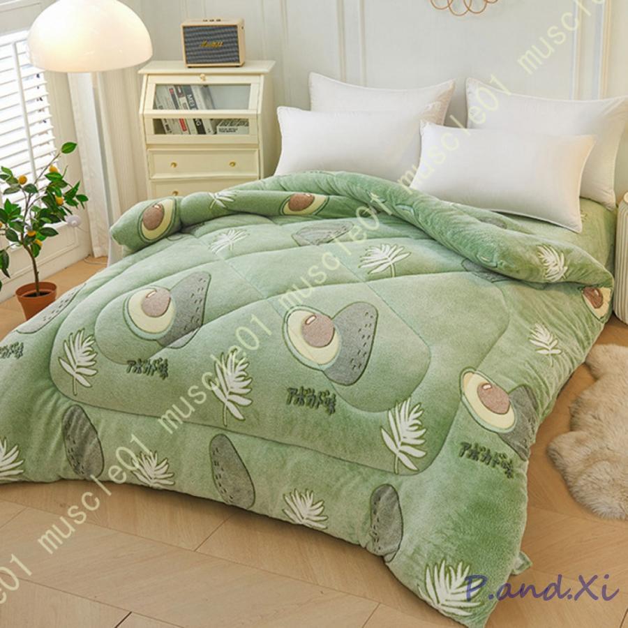 掛け布団 ふわふわ あたたか おしゃれ シングル 毛布布団 シープボア 2枚合わせ 中綿入り ボア フランネル 毛布ふとん 厚手 北欧 布団 ボリューム 保温