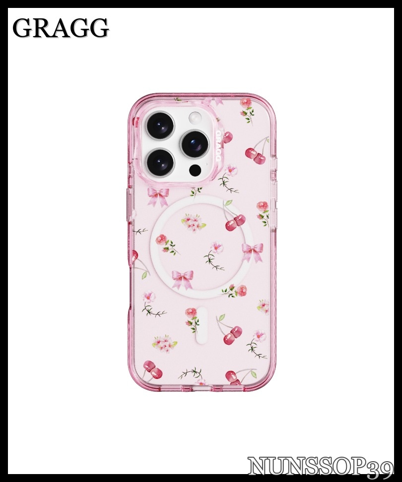 GRAGG MAGSAFE LAYERS FRAME CASE CLEAR PINK - SCATTER FLOWE