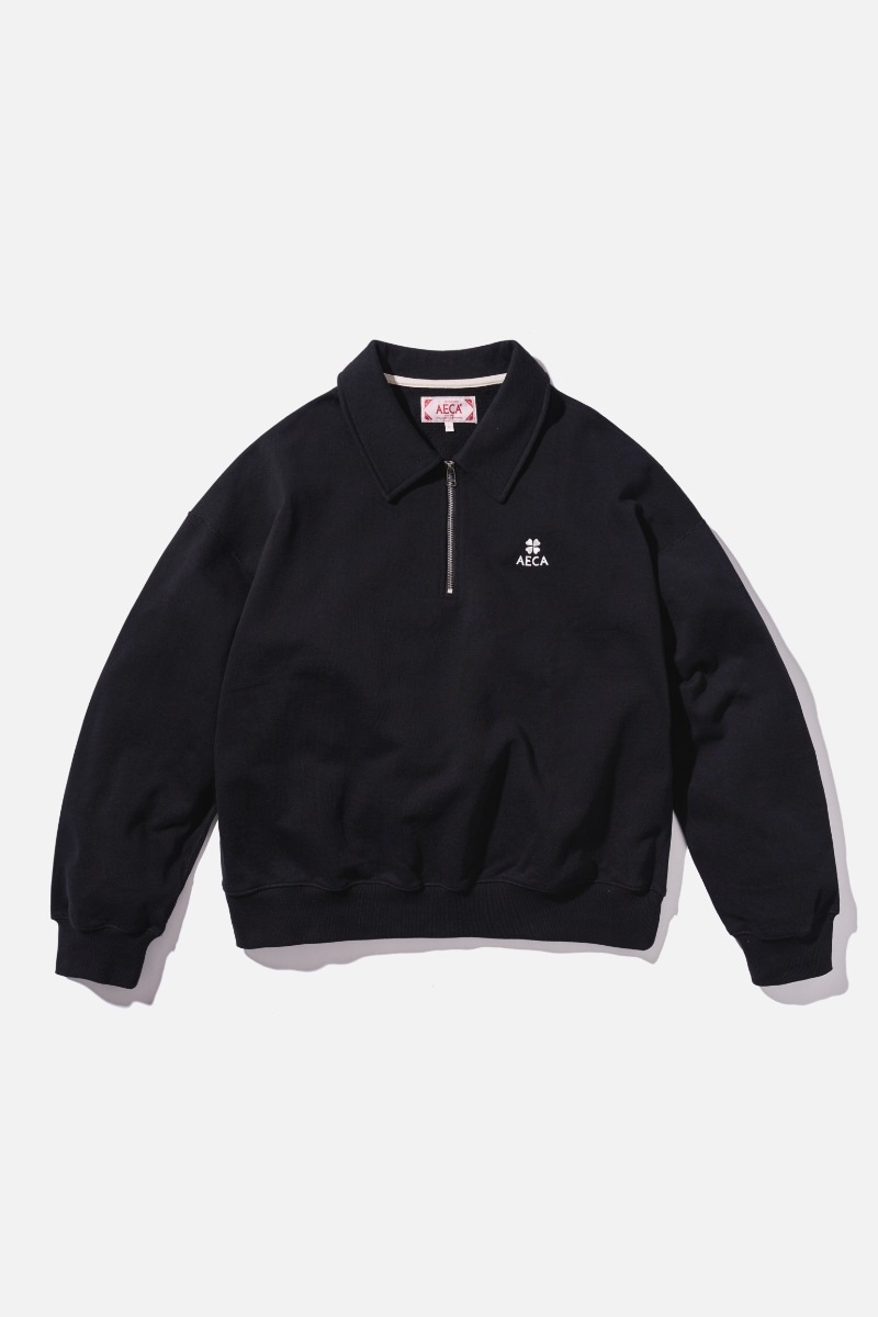 【AECA WHITE】 EVERYDAY AECA CLOVER COLLAR SWEAT : BLACK
