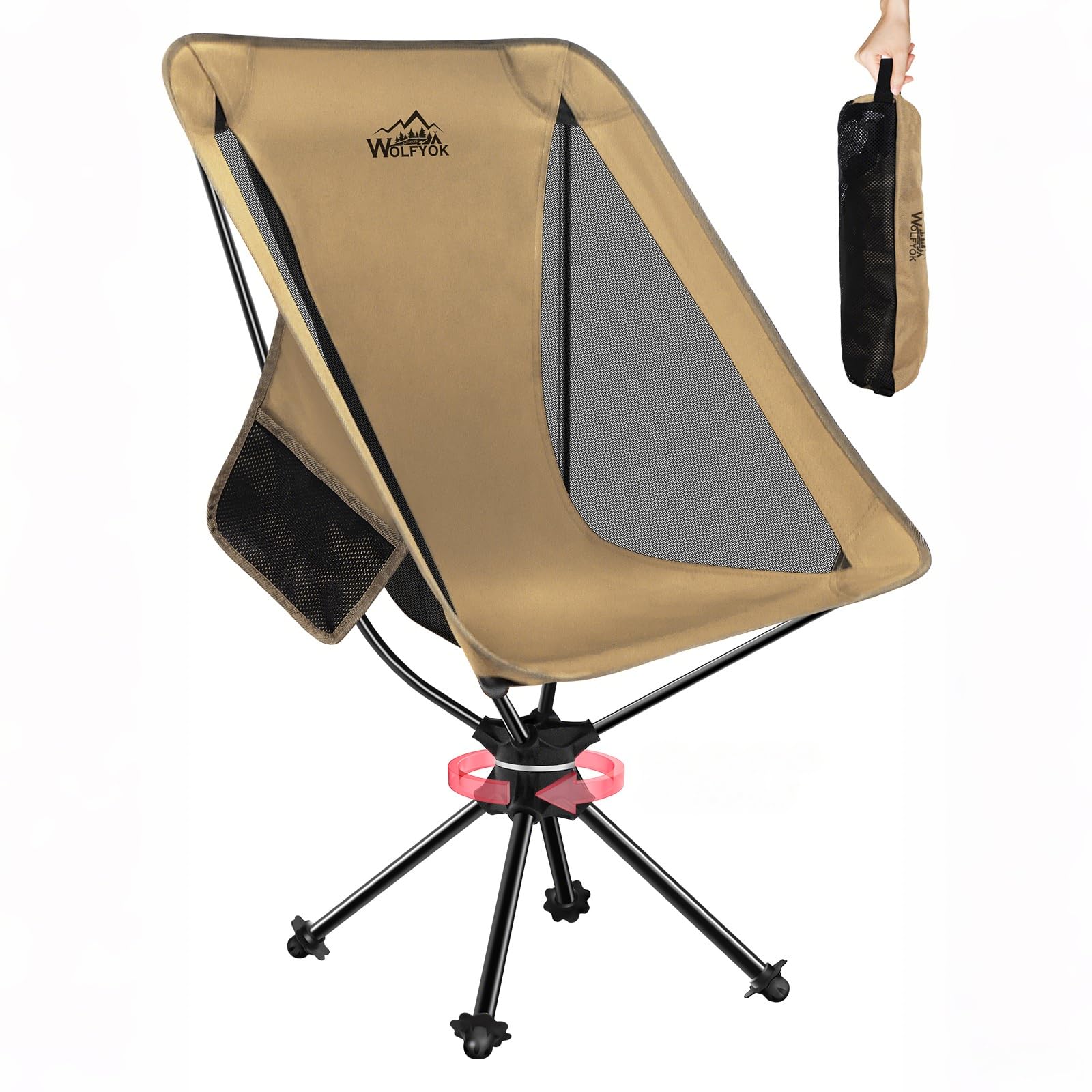 アウトドアチェア キャンプ椅子 【360回転 通気＆防水座面 1000D高密度オックスフォード】 耐荷重150kg コンパクト キャンプチェア ハイバック 釣り バーベキュー ピクニック 庭用 室内