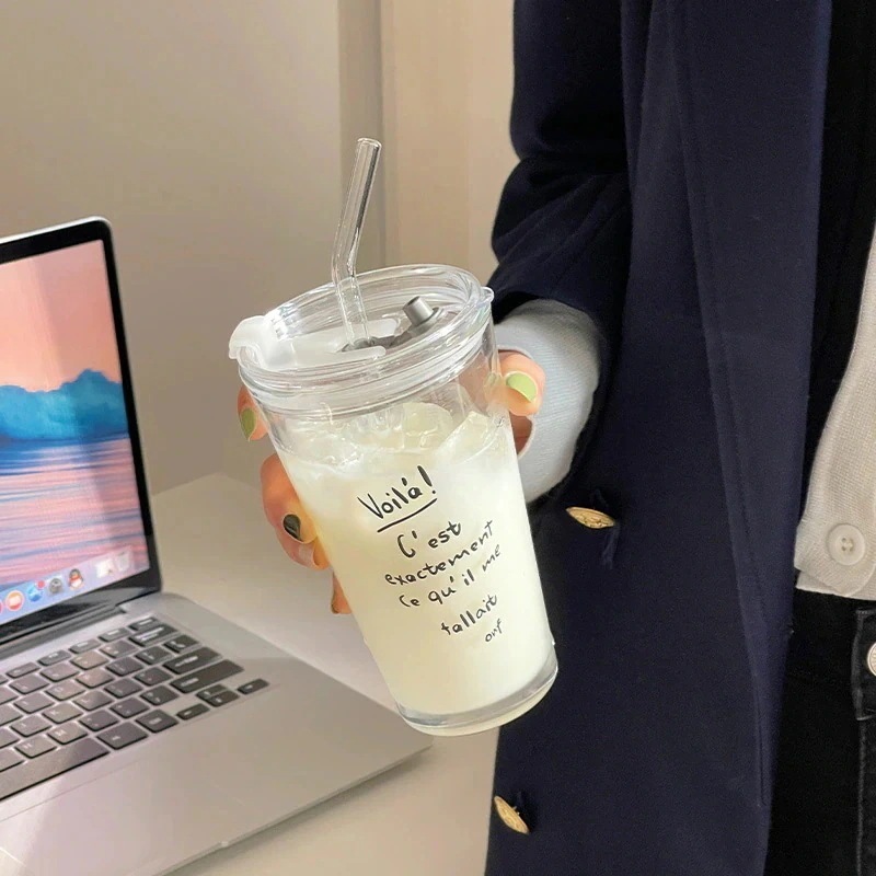 ストロー付きタンブラー ベビーマグ 大容量ジュースカップ 朝食カップ 韓国雑貨 キッチン用品