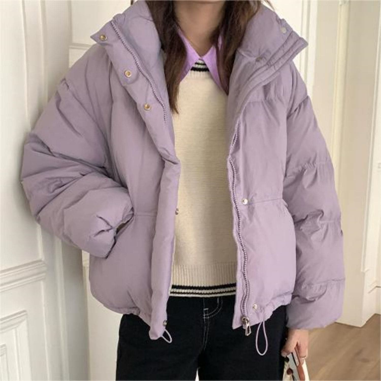 韓国デザイン秋冬新作ショート丈ボリュームダウン