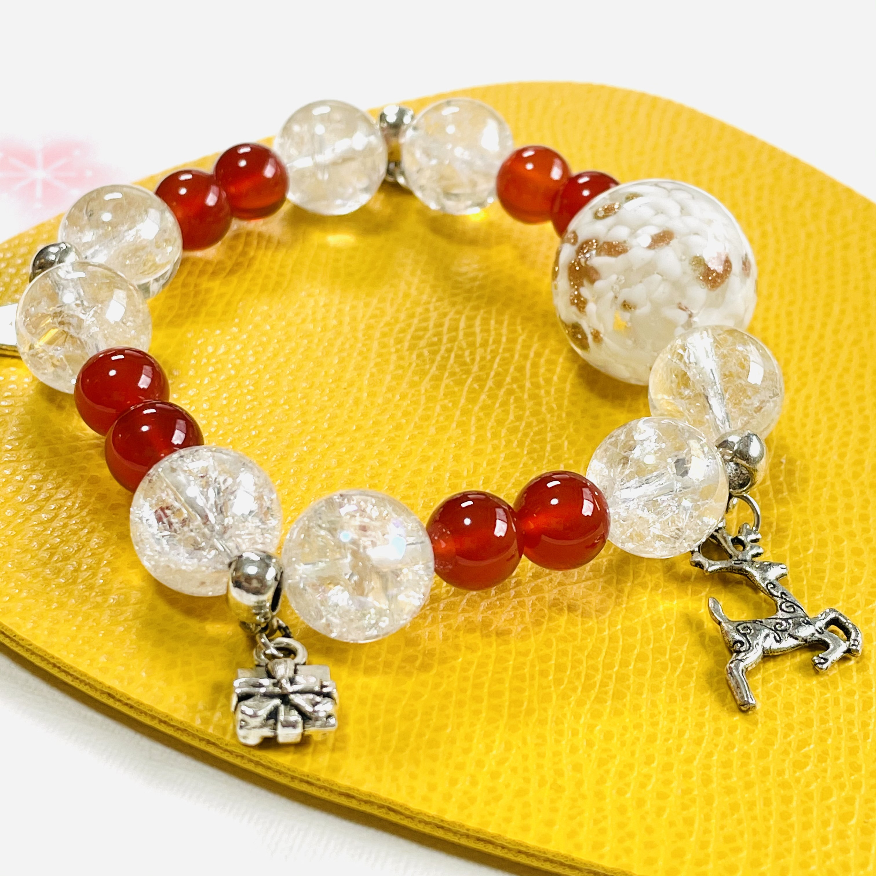 120335クリスマス クォーツ 天然石パワーストーンブレスレット チャクラ ハンドメイド 癒し 新年特売 お守り 浄化