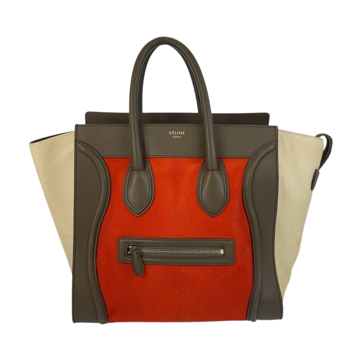 ラゲージミニ オレンジ カーキ ベージュ ゴールド金具 ハラコ/レザー W GA-0172 ハンドバッグ トートバッグ レディース 501962