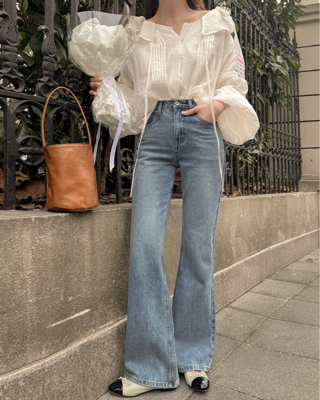 インズブーツカットデニムパンツ韓国ファッション レディース