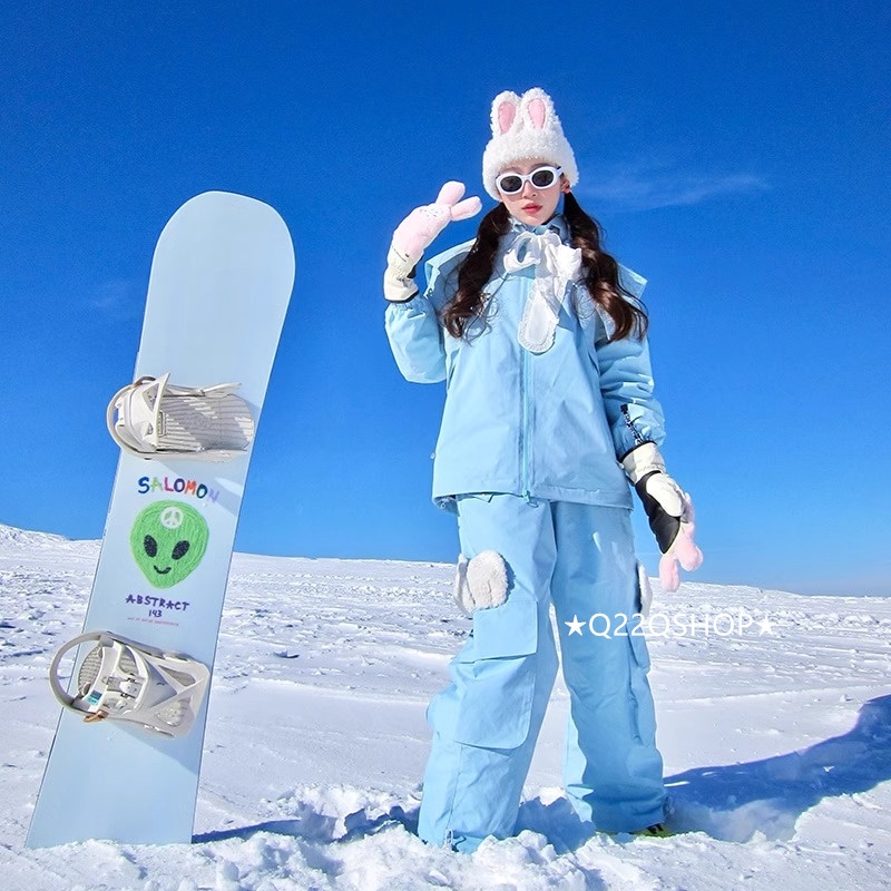 スノーボードウェア 2024 2025 上下セット メンズ レディース 兎耳 パンツ ジャケット アウター ウィンタースポーツ 3Lセットアップ スキーウェア スノボウェア スノーウェア 韓国風