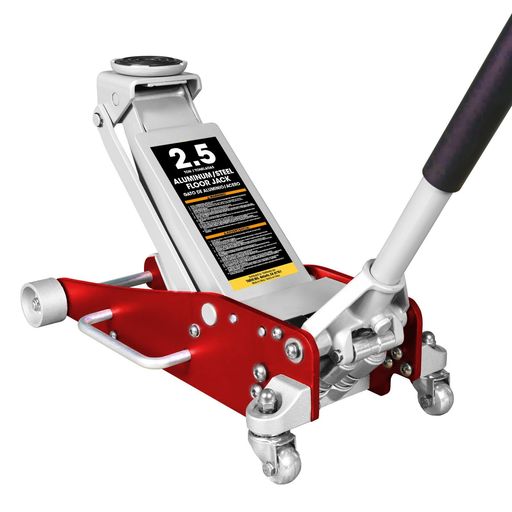 BIG RED フロアジャッキ 2.5T 油圧式 アルミジャッキ 最低位100MM/最高位465MM コンパクト ガレージ アルミ+スチール製 車 高耐久 タイヤ交換 自動車整備 ゴムパッド付き レッ