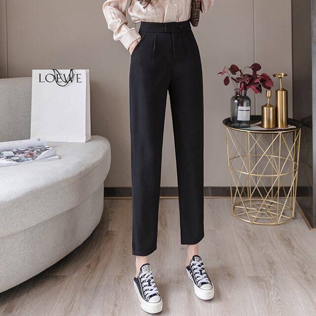 レディース ボトムス パンツ スーツ 9分丈 グロップドパンツ クロップド丈 スラックス タック入り タック ハイウェスト ハイウエスト ストレート テイパード 細身 脚長 脚長効果 きれいめ 上品