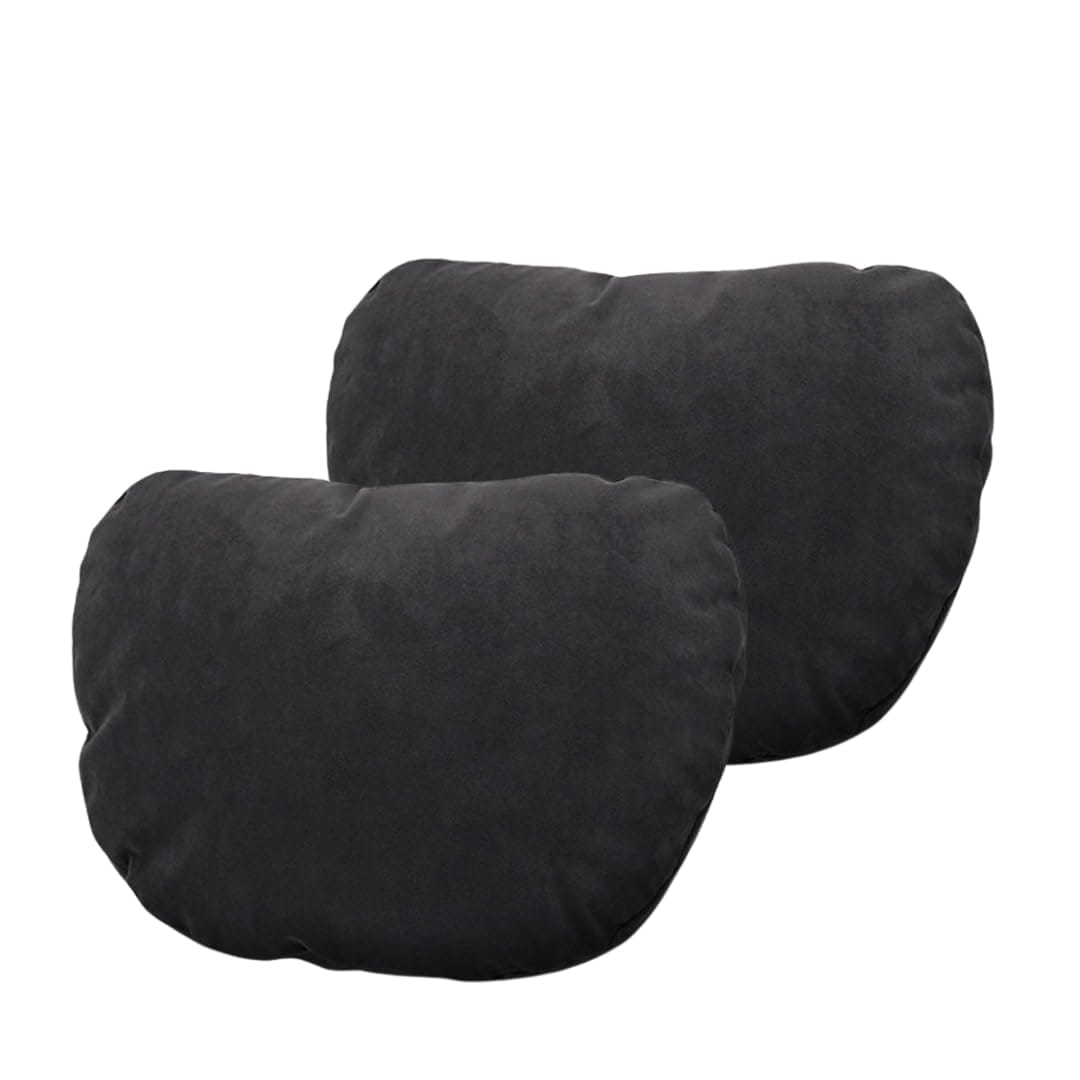 車用 ネッククッション スウェード 長距離 ドライブ ネックピロー 車 首 クッション ネックパッド 2個セット (ブラック) 10027