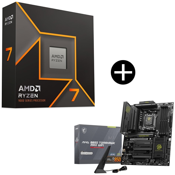 Ryzen 7 9700X W/O Cooler WOF (8C/16T3.8GHz65W) CPU + MSI MAG B850 TOMAHAWK MAX WIFI マザーボード セット