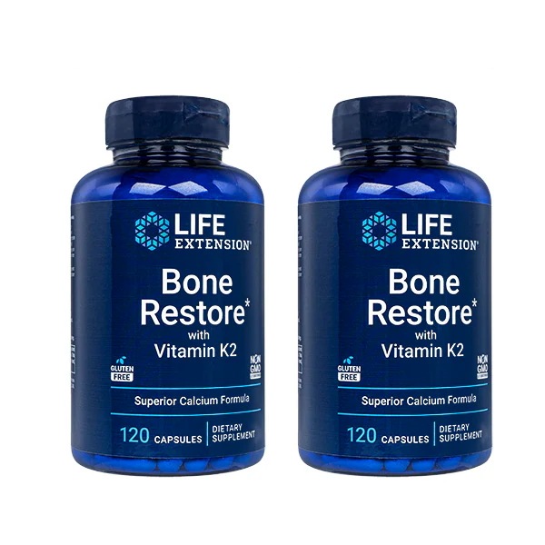 ボーンリストアウィズビタミンK2 120錠 2本 ライフエクステンション LifeExtension LE カルシウム 骨の健康サポート 海外発送 日時指定不可 国際郵便発送
