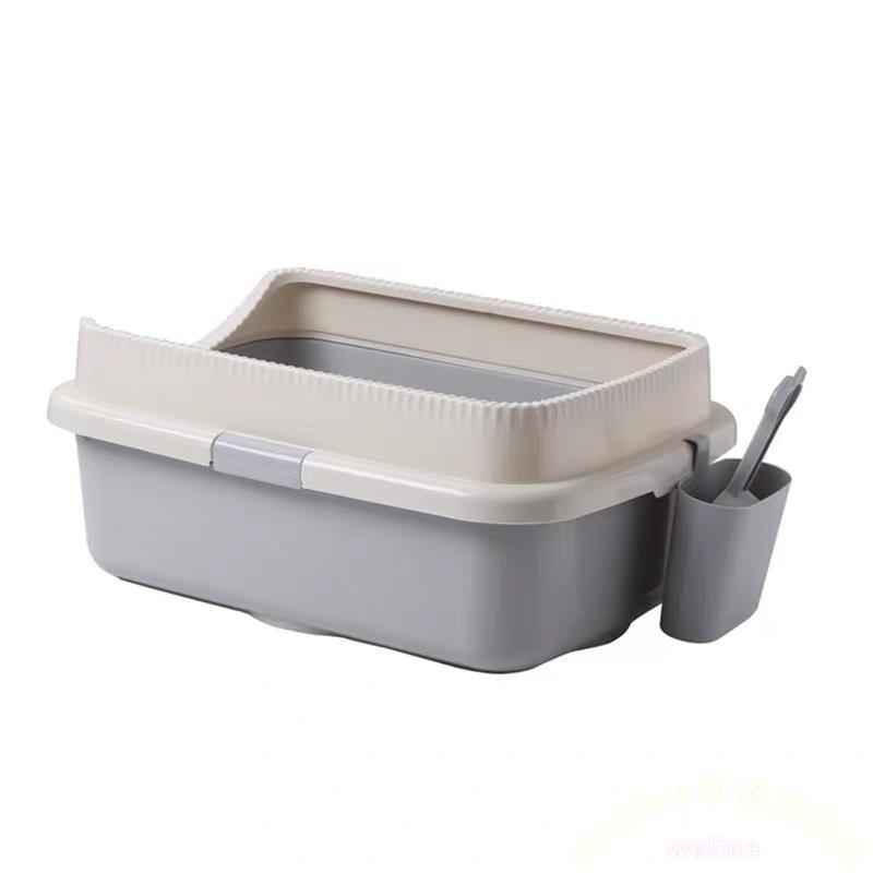 大型猫トイレ カバー付き ネコ用トイレ本体 スコップ付 飛び散り対策 58.5×40.5cm お手入れ簡単 清潔に使える猫用品