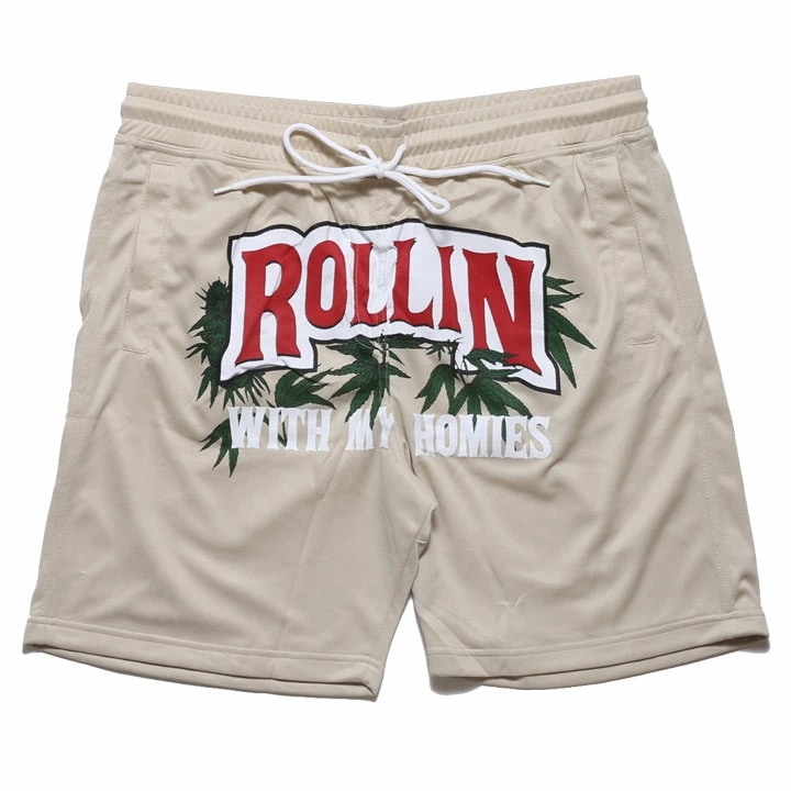 REASON × Cheech & Chong ハーフパンツ バスパン 半ズボン 短パン メンズ 春夏用 カーキ 大きいサイズ チーチ&チョン チーチョン 限定