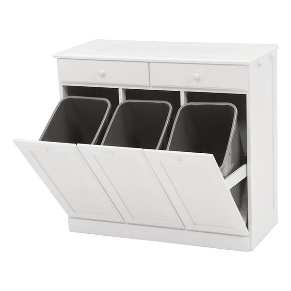 ダストボックス ホワイトウォッシュ・幅87×奥行38×高さ81cm MUD-6723WS