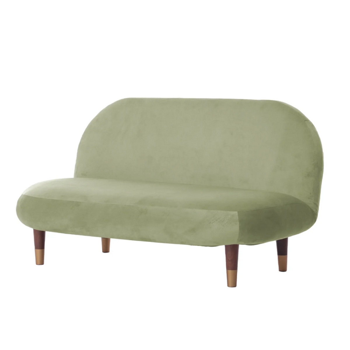 【I】【代引不可】セルタン ラウンドソファ 2人掛け ベロア グリーン A1465 くすみカラー かわいい ソファ コンパクト 一人暮らし ワンルーム【代引不可/沖縄・離島