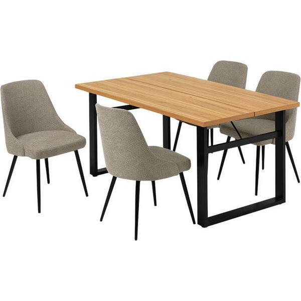 LT-4771NA-60GY-5S ナチュラル/ファブリックグレー ダイニング5点セット メーカー直送