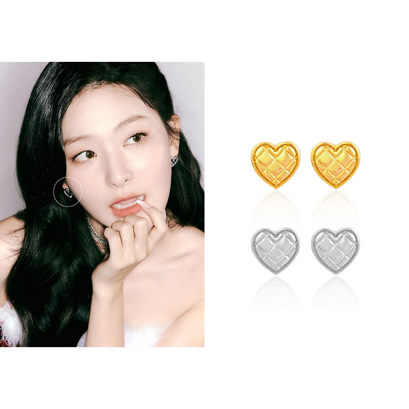 [レッドベルベットスルギ着用]エンボクッション ラブリー ハートピアス/韓国ファッション/韓国ファッションスタイル/韓国ストリートファッション/SNSで人気/韓国の人気ブランド
