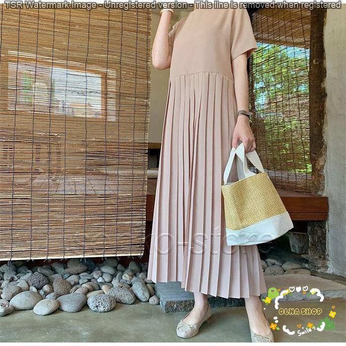 プリーツワンピース 半袖 ワンピース 春 夏 夏服 ロングワンピース プリーツ ロング丈 ワンピ レディース マキシ丈 柔らかい 着心地 カジュアル 20代