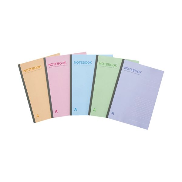 （まとめ）TANOSEE ノートブック セミB5 A罫7mm 30枚 5色パック 1セット（50冊：5冊10パック） 3セット